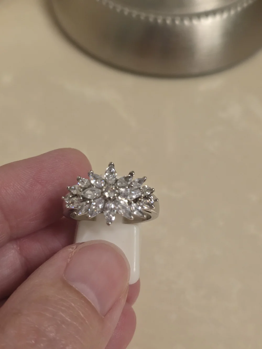 Silver and CZ Cluster Ring Size 8